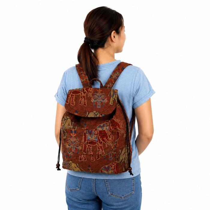Plecak Boho Etno bawełniany tkany HIPPIE ELEPHANT BACKPACK