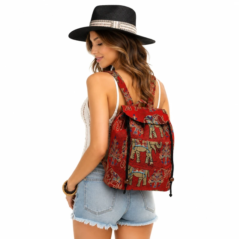 Plecak boho ELEPHANT duży czerwony