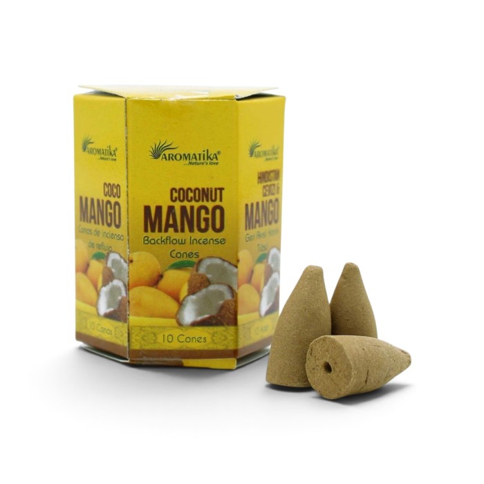 Kadzidełka stożkowe Backflow Kokos i Mango Aromatika 10 szt.