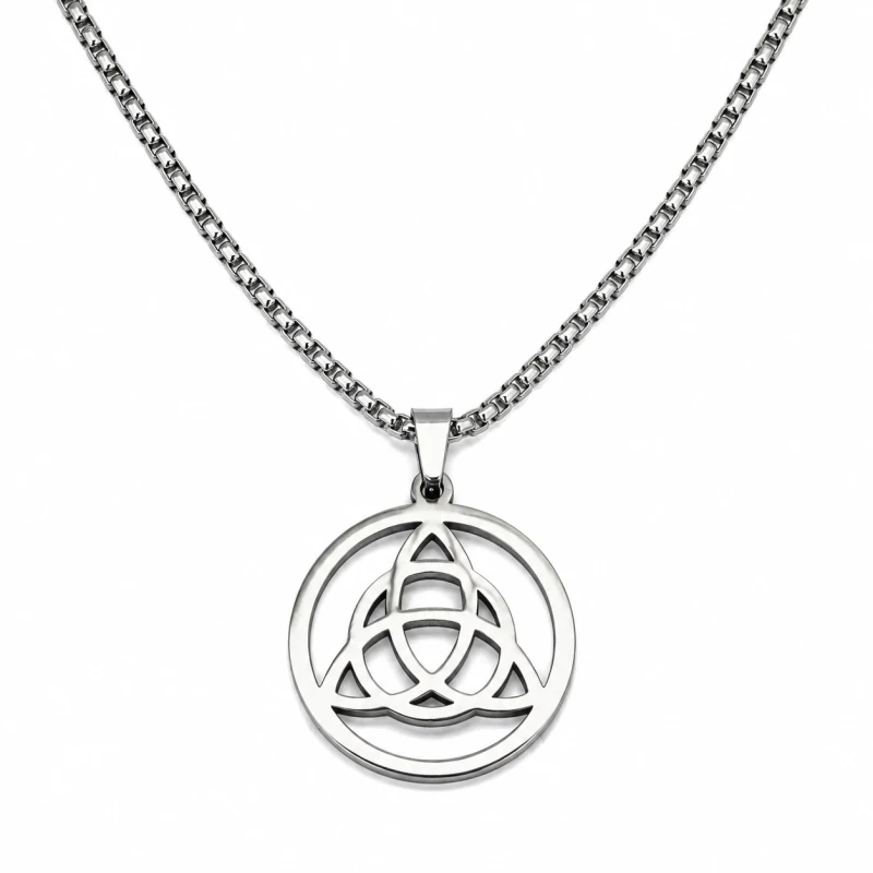 Naszyjnik Boho Metalowy z Zawieszką Triquetra