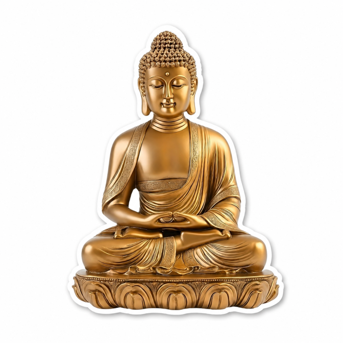 Naklejka PVC Budda w pozycji medytacyjnej złoty