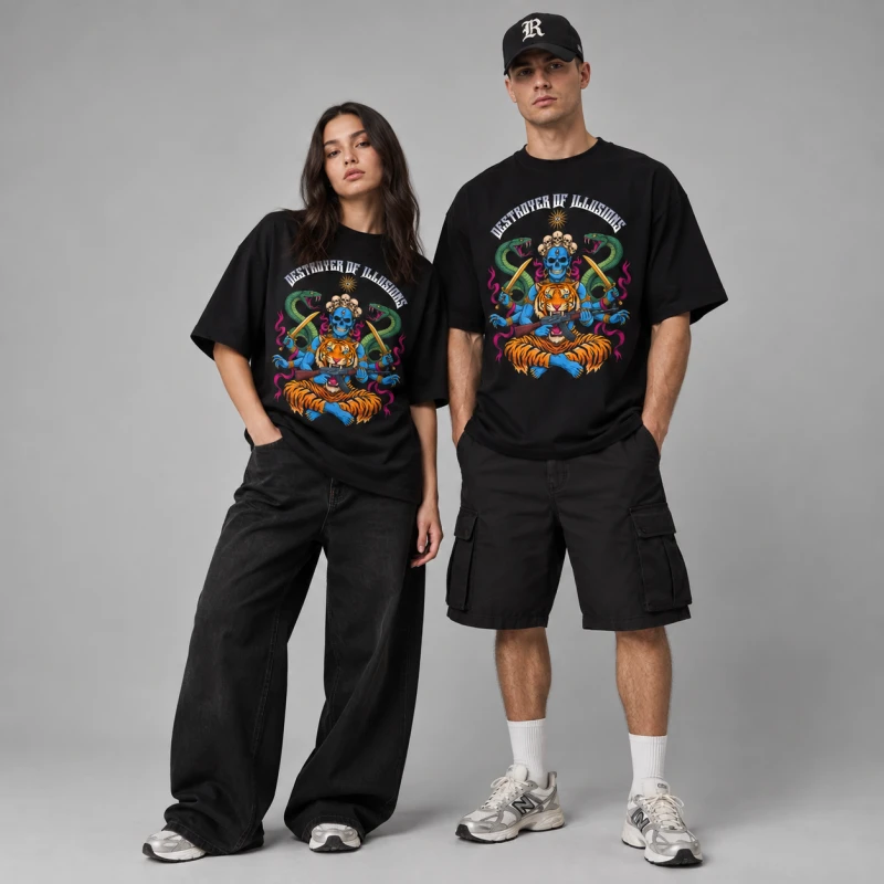 T-shirt unisex z tygrysem i wężami Destroyer of Illusions