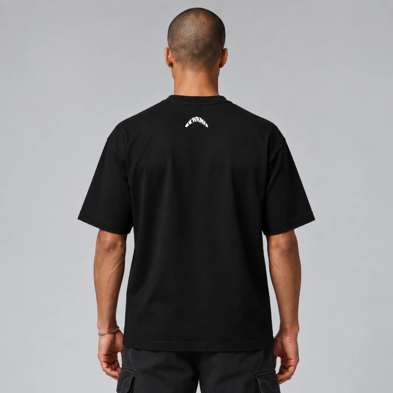 KARMA Ma Kali czarny T-shirt z orientalną grafiką