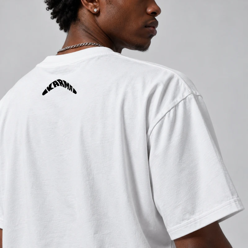 Biały T-shirt KARMA z Buddą i napisem KARMA IS REAL