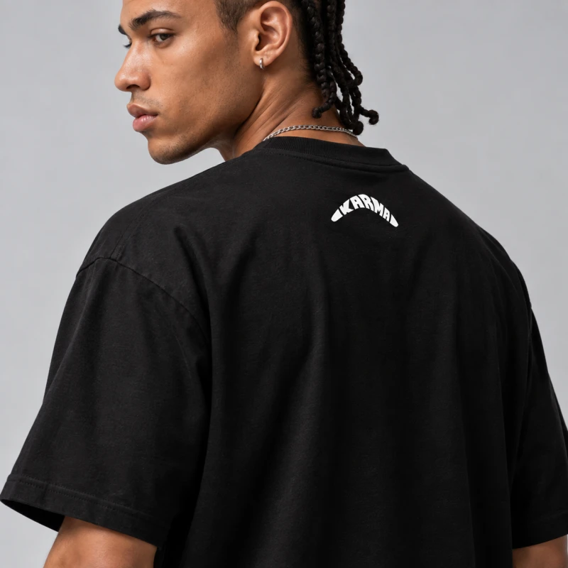 KARMA RIDE OR DIE czarny T-shirt z kolorowym nadrukiem