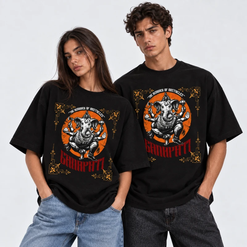 Black-Ganapati-Ganesha-Oversized-Tshirt