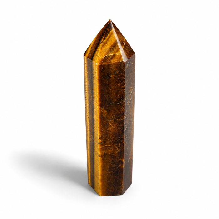Obelisk z naturalnego tygrysiego oka 9,5 cm – złocisto-brązowy kamień z efektem kociego oka