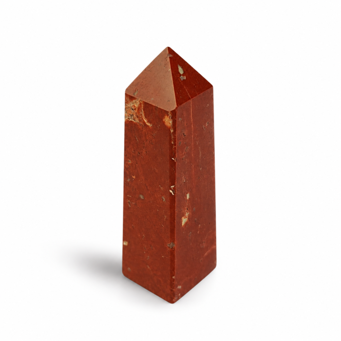 Obelisk z naturalnego czerwonego jaspisu 5 cm – ceglastoczerwony kamień o polerowanej powierzchni