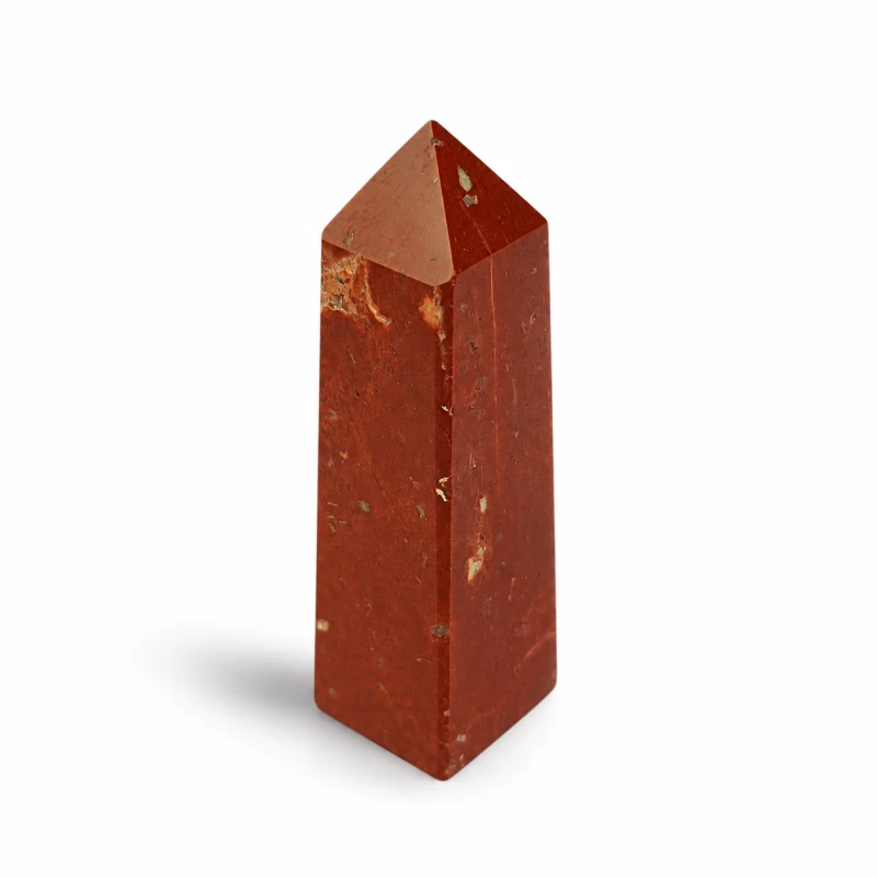 Obelisk z naturalnego czerwonego jaspisu 5 cm – ceglastoczerwony kamień o polerowanej powierzchni