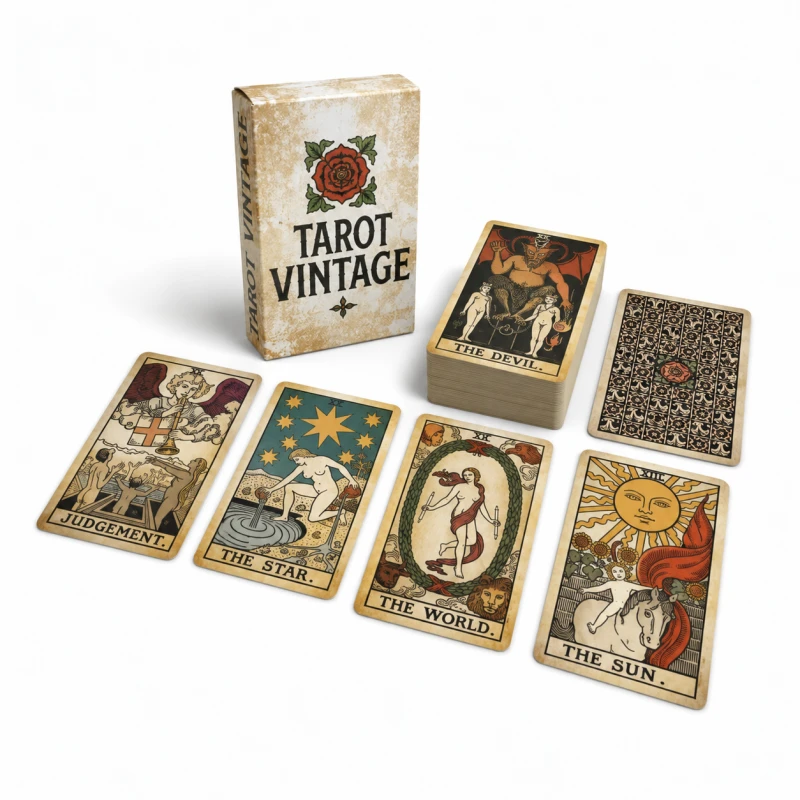 Tarot Vintage – klasyczna talia 78 kart inspirowana Rider-Waite w stylu retro