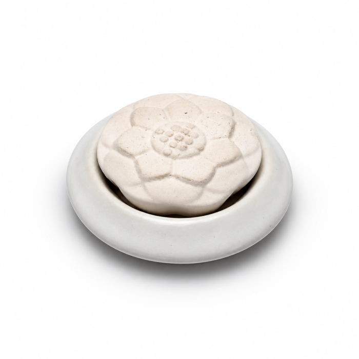 White Lotus Ceramic Stone – biały ceramiczny dyfuzor zapachowy z porowatym kamieniem w kształcie kwiatu lotosu