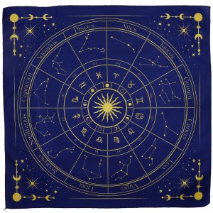 Tkanina do czytania Tarota Zodiak 75 × 75 cm z astrologicznym kołem znaków zodiaku