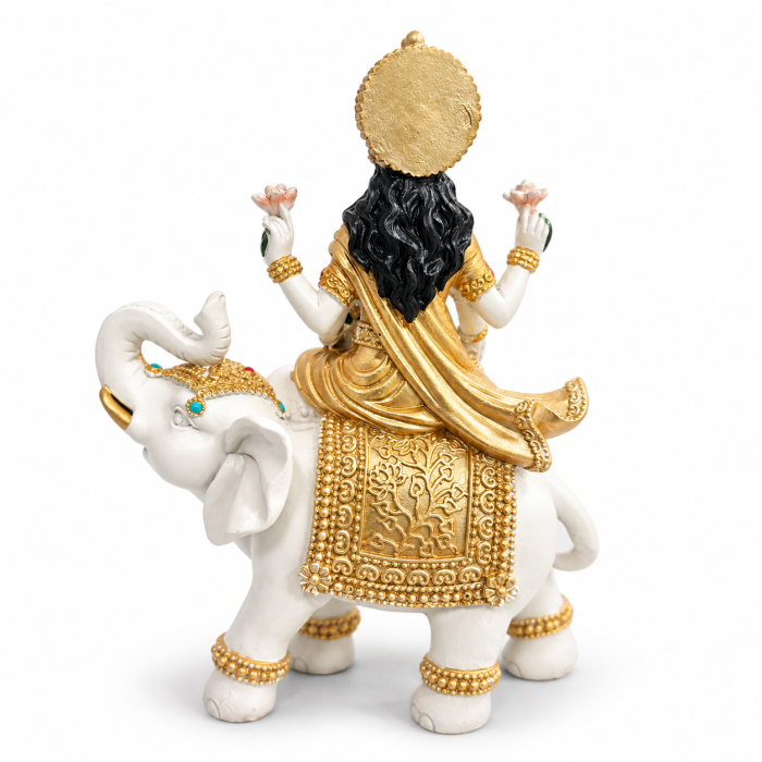 Figurka Lakshmi z żywicy na słoniu