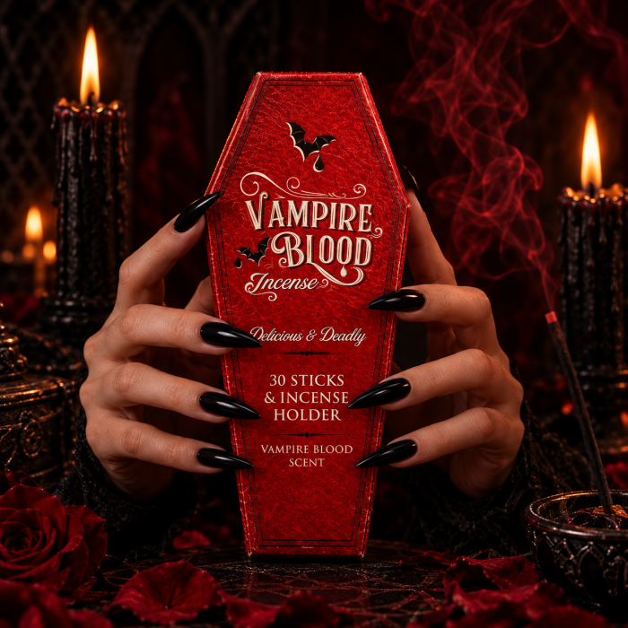 Zestaw kadzideł Vampire Blood 30 sztuk w czerwonym opakowaniu w kształcie trumny