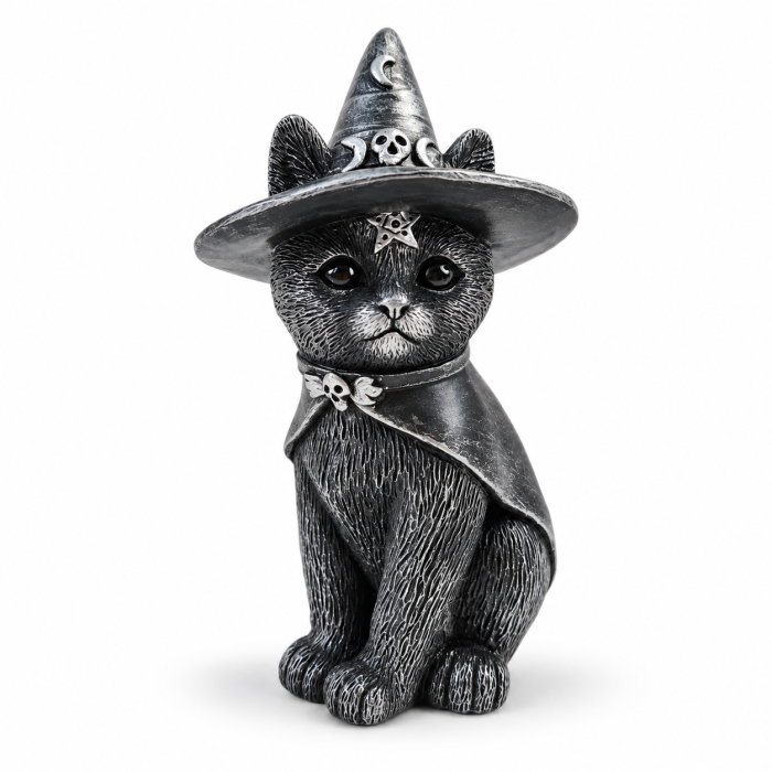 Figurka Kota Wicca w kapeluszu czarownicy 14 cm