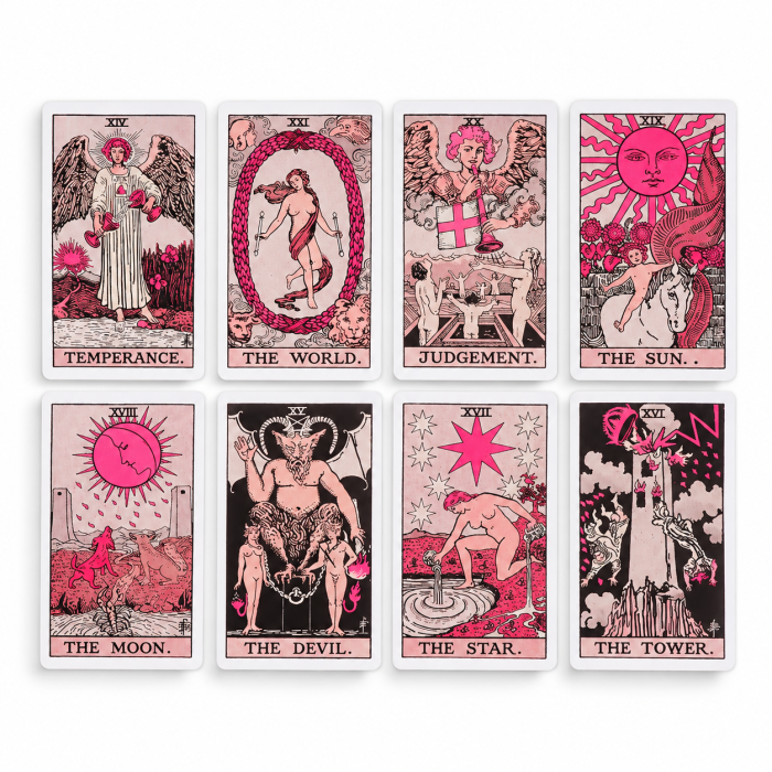 Różowa talia Tarota 78 kart Pink Tarot dla początkujących inspirowana Rider-Waite