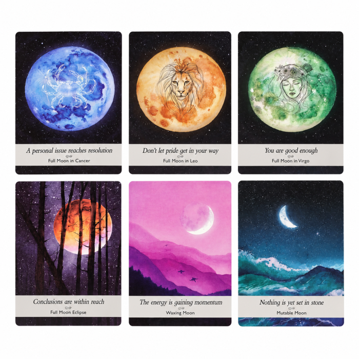 Karty Moon Oracle 44 karty – pełnia Księżyca, fazy Księżyca i astrologia