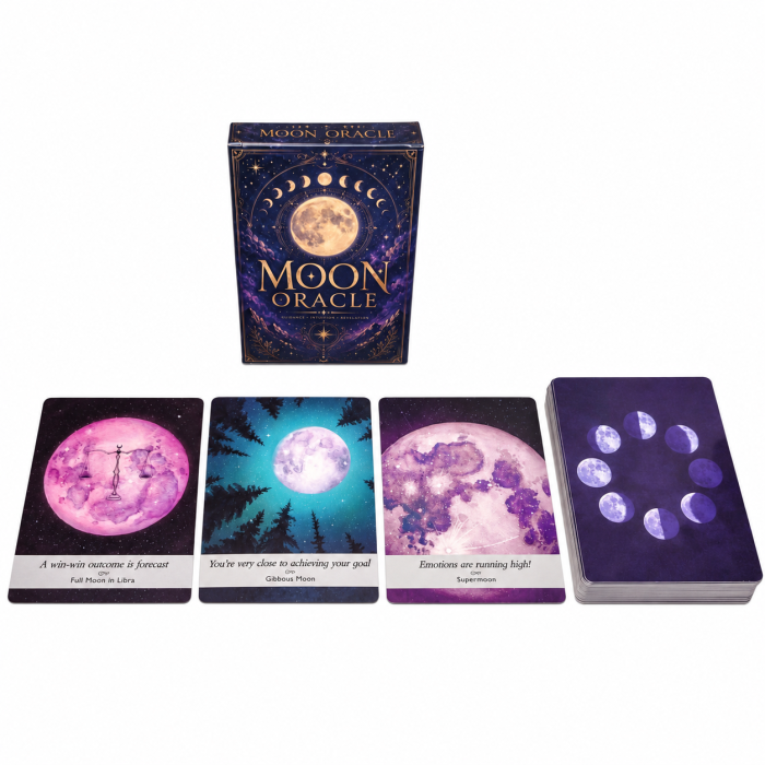 Moon Oracle 44 karty wyroczni Księżyca z fazami Księżyca i znakami zodiaku