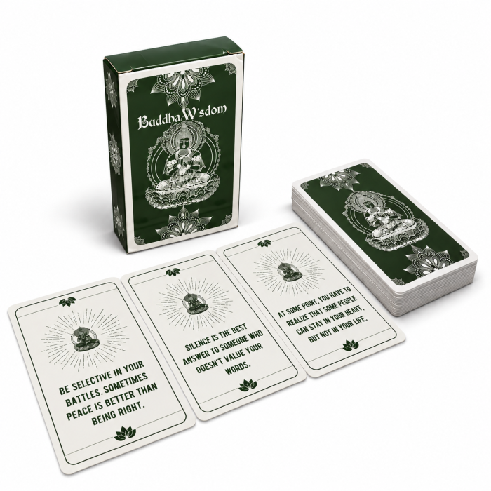 Buddha Wisdom 56 kart wyroczni mądrości buddyjskiej z wizerunkiem Buddy