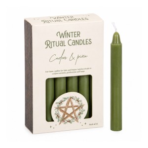 Zielone świece intencyjne Winter Ritual Cedar & Pine – zestaw 12 świec w pudełku