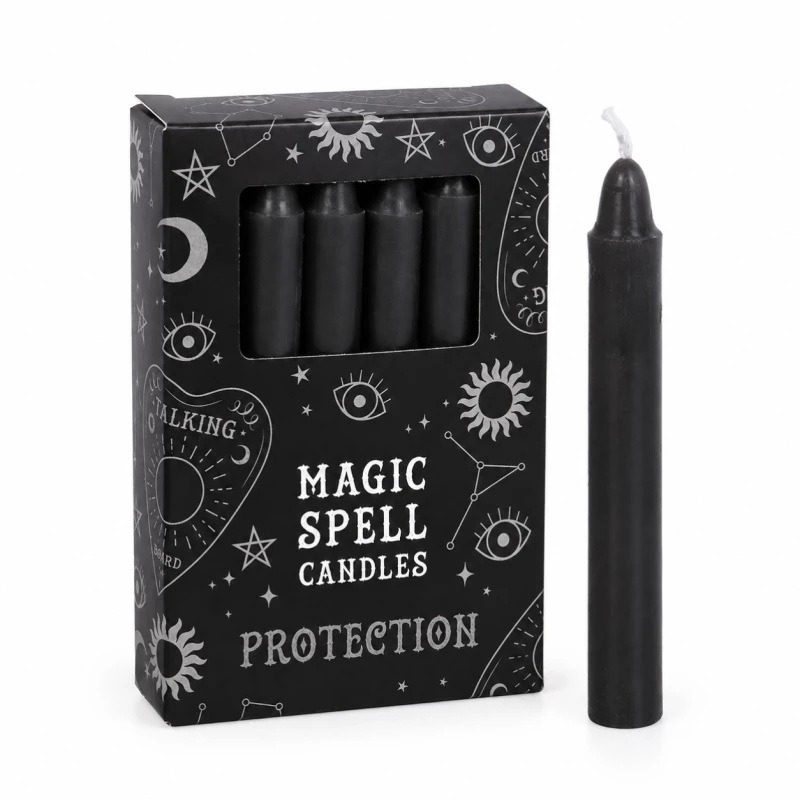 Czarne świece magiczne Protection & Transformation – zestaw 12 świec w pudełku