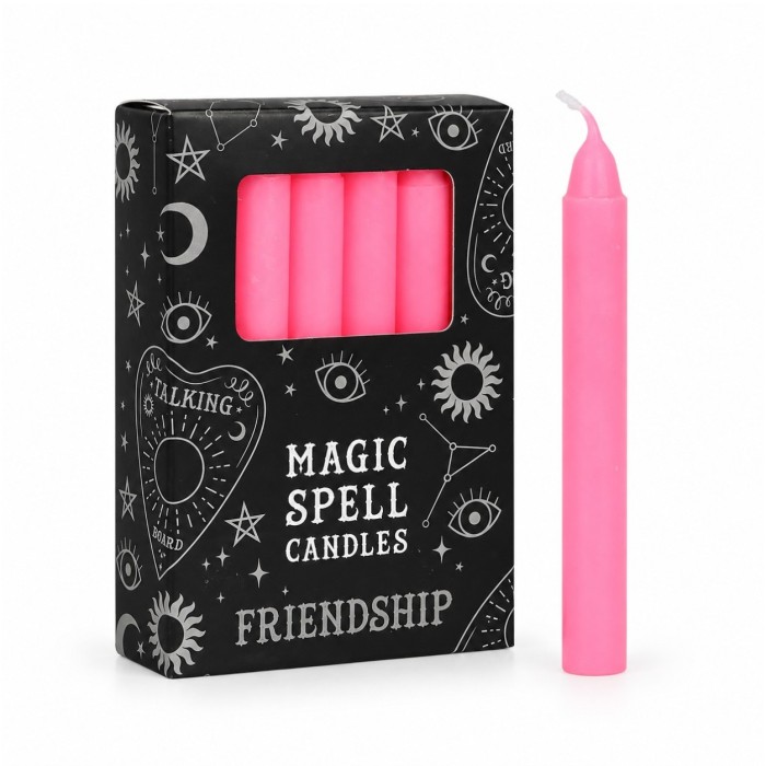Różowe świece intencyjne Friendship – zestaw 12 świec w czarnym pudełku Magic Spell Candles