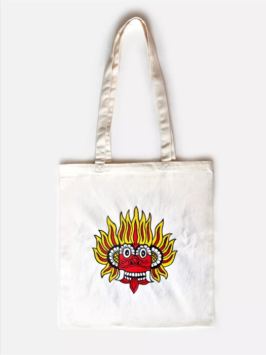 torba bawelniana tote recznie malowana DEVIL MASK.webp